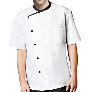 Abrigo de chef profesional unisex, manga corta de verano con cuello en contraste para restaurante, bar, servicio de hotel, uniformes - Product Image 1