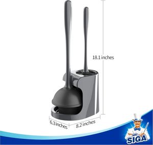 ชุดแปรงล้างโถสุขภัณฑ์และที่ปั๊มส้วม MR.SIGA สำหรับทำความสะอาดห้องน้ำ สีเทา - Product Image 6