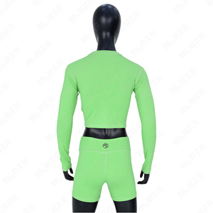 Conjunto de Yoga de nuevo estilo personalizado para mujer, conjunto corto de croptop hueco de manga completa, 100% algodón - Product Image 4