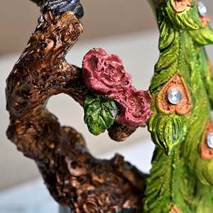 Handmade Royal Elegance Peacock Statue <b>Resin</b> Animal Pattern Sculpture - Product Image 3