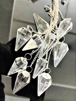 Péndulo de Cuarzo Cristalino Natural Facetado de Alta Calidad, Gema Curativa, Cono Transparente, Energía Espiritual, Sanación, Adivinación, Hecho a Mano