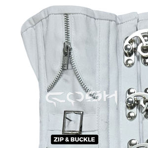 Corset blanc tendance de haute qualité avec fermetures éclair et clous décoratifs - Product Image 6