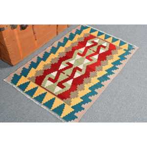 Petit tapis turc vintage 2,5x3,9 pieds, tapis en laine rouge - Product Image 2