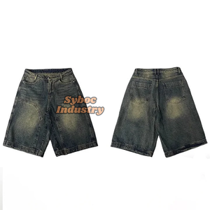Vintage Denim Tear <b>Short</b> For Men's New Baggy Style Acid Wash <b>Wide</b> <b>Leg</b> Custom Denim Tear <b>Short</b> For Street Wear - Product Image 2