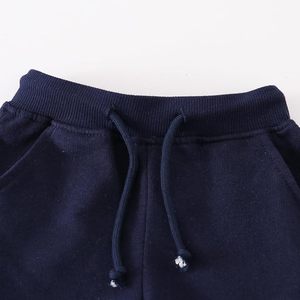 Nueva llegada de algodón de lana de verano para niños pantalones cortos de chándal con bolsillos azul marino malla gimnasio deportes corredor pantalones cortos Jogger pantalones cortos con cordón - Product Image 4
