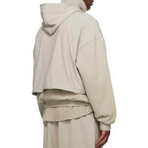 เสื้อสเวตเตอร์มีฮู้ดของผู้ชายเสื้อครอปมีฮู้ดลายนูน100% ผ้าฝ้าย - Product Image 6