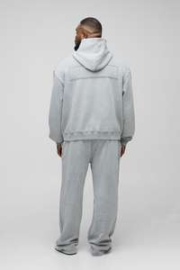 Patrón sólido Parche Trabajo Lavado ácido Venta caliente Tallas grandes Moda al aire libre Hombres Ropa deportiva 100% Algodón Chándal Hombres MOQ 1 Set - Product Image 4