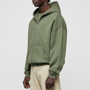 Custom 450 Gsm French Terry Streetwear <b>Vintage</b> Rhinestone Heavyweight Oversized Sun Faded Distressed Cropped <b>Zip</b> <b>up</b> <b>Hoodie</b> - Product Image 2