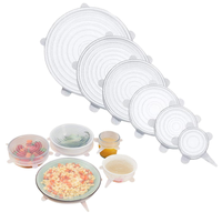 Ensemble de 6 couvercles extensibles en silicone pour tasses et conservation des aliments, couvercles ronds flexibles