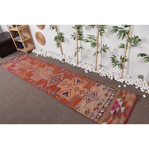 Tapis Vintage en Laine Turque Écologique Traditionnel Orange Kilim 22X98 pieds Patchwork Motif Pile Moyenne Salle à Manger Chambres Adolescentes - Product Image 1