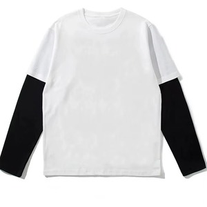 Poids lourd surdimensionné à manches longues 2 couches hommes T-shirts personnalisé mode col rond t-shirt Boxy surdimensionné t-shirt - Product Image 5