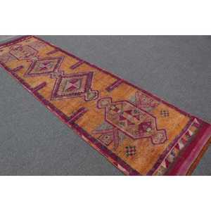 พรมวินเทจขนาด 3x11.5 ฟุต, พรมตุรกี, พรมโมร็อกโกสีแดงเฮอร์กี - Product Image 3
