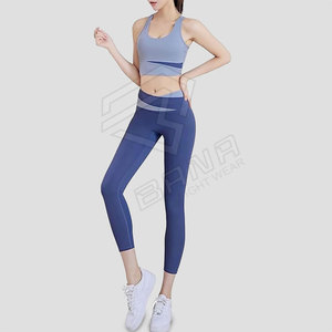 Nouveau design de vêtements de sport personnalisés 2 pièces ensembles d'entraînement de yoga pour femmes ensembles actifs haut à manches courtes ensembles de fitness pour la salle de sport - Product Image 4
