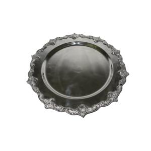 Assiettes de service arrondies de qualité standard plaquées argent finition antique assiettes de chargeur décoratives plat de service plaqué argent - Product Image 4