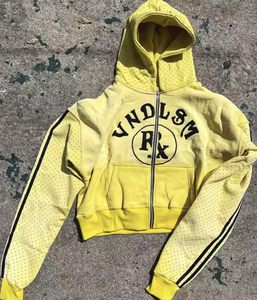 Personalizado de los hombres 65% algodón 35% poliéster 400GSM polar térmico bordado de gran tamaño Sudadera con capucha de manga larga estilo Hip Hop liso teñido - Product Image 1