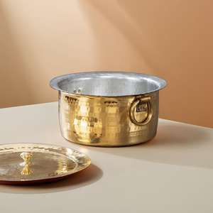 Patila ทองเหลืองพร้อมบุษราคัมทองเหลืองที่เข้ากันเหมาะสำหรับการปรุงอาหารอินเดียแบบดั้งเดิมที่มีเสน่ห์เหนือกาลเวลา - Product Image 5