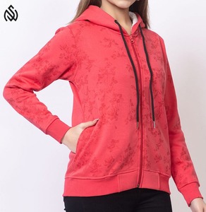 Sudadera con capucha y cremallera para mujer Mezcla Sudadera de algodón con bolsillo con capucha Sudaderas con capucha cortas con cremallera para mujer - Product Image 4