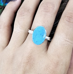 แหวนเทอร์ควอยซ์ Arizona ธรรมชาติแหวนหินเทอร์ควอยซ์สีฟ้าแหวนเงินสเตอร์ลิง925 - Product Image 2