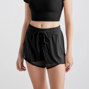 Shorts Deportivos Hawk Eye 2025 de Cintura Media con Cordón Ajustable, Transpirables, de Mezclilla Lavada, Spandex/Algodón 2 en 1, para Mujer, para Entrenamiento y Running, de Doble Capa - Product Image 5