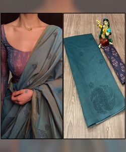 Sari Morado para una sensación real y majestuosa, Sari de algodón de uso formal fabuloso con trabajo de secuencia - Product Image 6