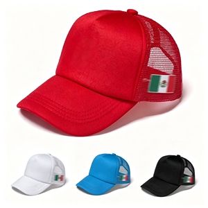 Gorra Trucker de Malla con Parche de la Bandera de México Estilo Selección Nacional, Bordado 3D Común, Unisex, Ajustable, para Exteriores, Protección Solar, Venta al por Mayor - Product Image 1