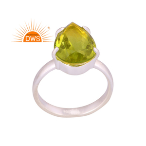 Última tendencia fina plata esterlina doblete peridoto cuarzo piedra preciosa forma de pera anillo apilable fabricante de joyería personalizada - Product Image 1