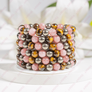 Collezione Esclusiva: Bracciale con Perle di Cristallo e Gemme Naturali di Qualità Superiore, Design Elegante e Unico, 8mm, Segno Zodiacale Leone - Product Image 1