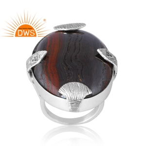 Anillo de piedras preciosas de hierro de ojo de tigre Natural de Plata de Ley 925 más vendido Fabricante de joyería personalizada - Product Image 1