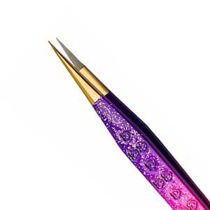 Pince à épiler d'extension de cils en acier inoxydable de précision pourpre Texture de pointe lisse antistatique Conception de coeur unique Fibre droite - Product Image 2