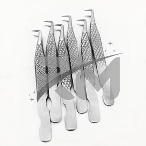 Pince à épiler pour extensions de cils RMI Silver Matt, en acier inoxydable, avec poignée en diamant et design de coupe / Ensemble de pinces à épiler - Product Image 2