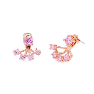 ต่างหูหินสีชมพูแบบกลมออกแบบให้มีหูแจ็คเก็ตผู้หญิงต่างหูแบบตุรกีทำด้วยมือ925เครื่องประดับเงินสเตอร์ลิง - Product Image 2