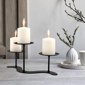 Bougeoir décoratif en métal 3 supports avec le meilleur design pour un dîner romantique ou des événements disponibles au meilleur prix - Product Image 2