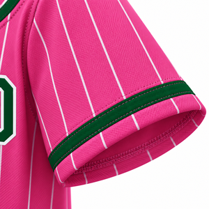 Maillot de baseball rayé rose Yourteams à manches courtes, boutonné sur le devant, unisexe, adulte, respirant, en polyester, vêtements de sport - Product Image 4