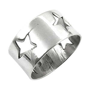 Bague en argent 925 avec découpe en forme d'étoile, minimaliste, simple, unisexe, à porter au quotidien - Product Image 2