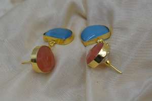 <b>Hot</b> sale fashion earring Manufacturer Supplier Gold Plated <b>Stone</b> stud Earrings - Product Image 4