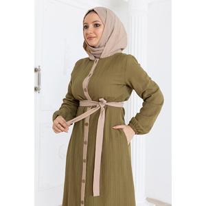 Conjunto Casual de 2 Piezas para Mujer, Color Oliva, con Capucha y Botones, Talla XS, Top Deportivo Largo y Pantalones por Encima de la Rodilla, Temporada de Otoño - Product Image 2