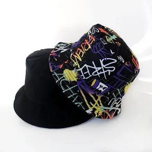 Nuevo algodón Street Graffiti hombres cubo sombrero de doble cara Hip Hop al aire libre mujeres gorras Playa Sol proteger pesca Unisex - Product Image 2