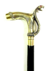 Brass Cobra Snake Handle Designer Wooden Walking Stick Vintage Cane Wooden Walking Stick - Product Image 3