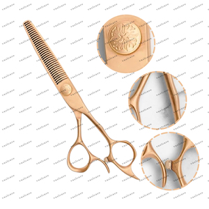 Ciseaux professionnels à effiler les cheveux en or ciseaux pour coiffeurs coupe de cheveux ciseaux de coiffeur avec étui de transport en cuir par Vaslcare - Product Image 6