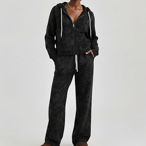 Nouvelle tendance 100% coton uni été femme ensemble 2 pièces court brodé sérigraphié hip hop tricot régulier respirant - Product Image 4