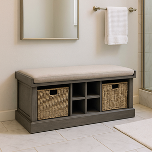 Meilleures ventes Banc à chaussures multifonctionnel avec paniers tressés pour entrée, salle de bain principale, patio, essentiels de dressing OEM/ODM - Product Image 1