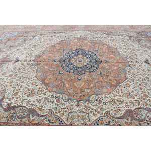 Alfombra Turca Vintage, Alfombra de Lana Ombré Azul y Naranja de 9.9x14.6 pies - Product Image 5