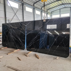 Nero <span class=keywords><strong>Marquina</strong></span> ubin lembaran marmer hitam dipoles batu bertautan alami yang digunting untuk lantai, pelapis dinding atas meja - Product Image 5