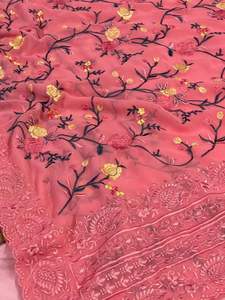 Nouveau 2023 Designer fête porter Sexy qualité supérieure Georgette soie Saree avec chemisier avec fil travail en gros usine approvisionnement - Product Image 6