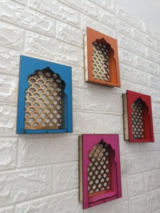 Multi-Color Rajasthani Theme Jharokha Jali Boxes Tea <b>Light</b> Holder for Home Decor Wall Hanging Wedding Housewarming Favors - Product Image 6