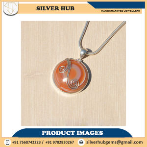 จี้เงินสเตอริ925ีเลียนทำด้วยมือมีเอกลักษณ์ในราคาที่ดีที่สุดความงามตามธรรมชาติของอัญมณีสีส้มเข้ม - Product Image 2