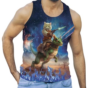 Camiseta de verano para hombre con diseño de sublimación 3D, camiseta sin mangas para correr Premium personalizada, ropa de correr estampada ligera y elegante - Product Image 2