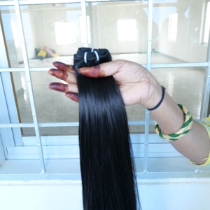 Raw Indian Unprocessed Virgin Natural Straight Bundles Vendors Cuticle Aligned Temple Human Hair Extensions - Product Image 1