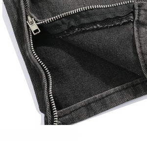 กางเกงขาตรงเอวสูงของผู้ชายกางเกงยีนส์ผ่าสูงลายกราฟฟิตี้แนวสตรีทเน้นความโดดเด่นสำหรับขอทานไซส์ใหญ่พิเศษ - Product Image 6