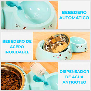 Distributore Automatico 2 in 1 per Cibo e Acqua per Animali Domestici, Doppio Dispenser in Plastica e Acciaio Inossidabile con Alimentazione a Batteria - Product Image 4
